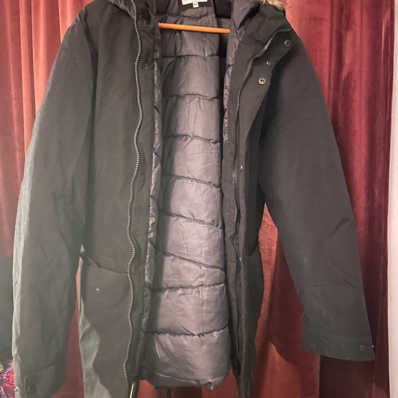 Jack & Jones Men's Black Puffer Jacket with Fur Hood - Picture 4 of 6